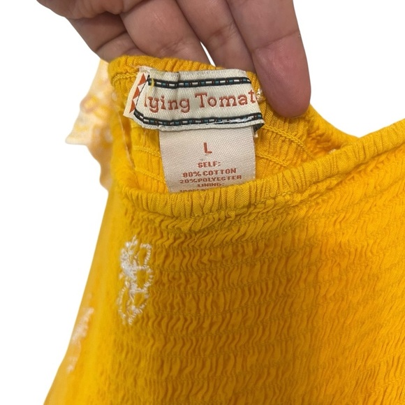 Flying Tomato Yellow Boho Floral Eyelet
Embroidered Smock Mini Sun Dress - Picture 11 of 12